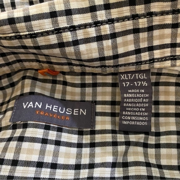 Van Heusen Plaid Button Down Dress Shirt White Combo XXL 17-17.5 - Picture 4 of 4